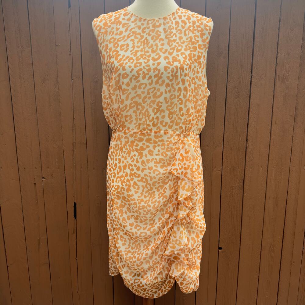 Sam Edelman NWT Anthropologie Soft Leopard Ruffle Det. Sleeveless Dress Size 14